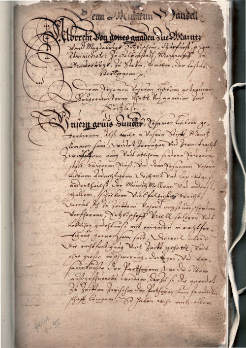 Stadtrechtsurkunde Fritzlar aus dem Jahr 1515 auf Papier